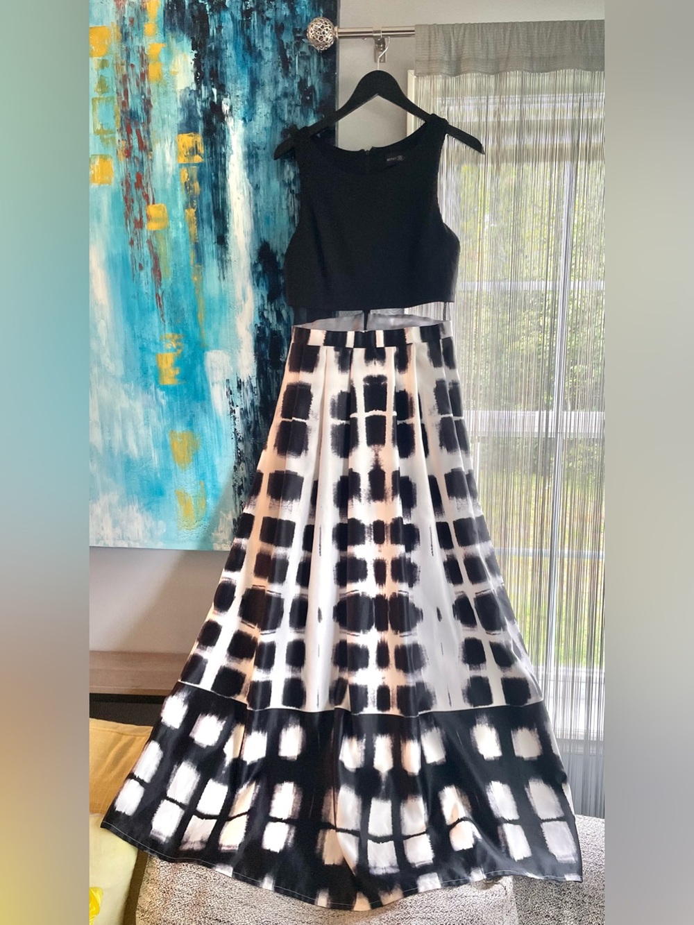 Betsy & Adam Black and White Prom Gown